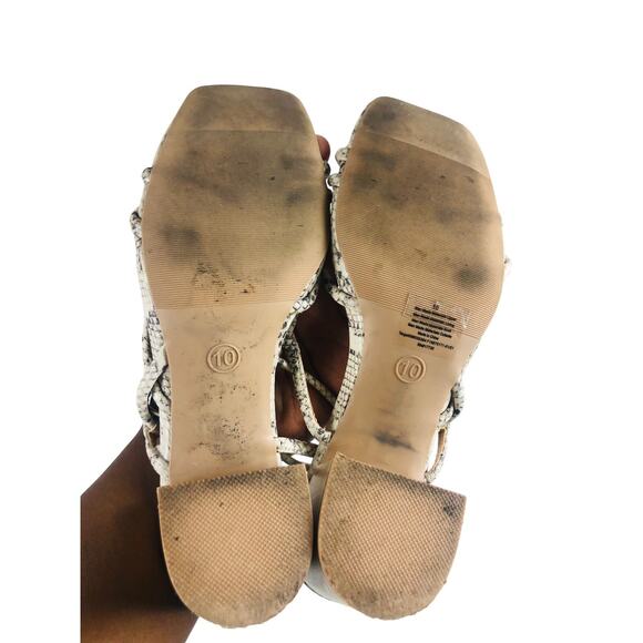 A New Day Sandals US 10 Snake Embossed Strappy Peep Toe Faux Leather Block Heels - Picture 6 of 6